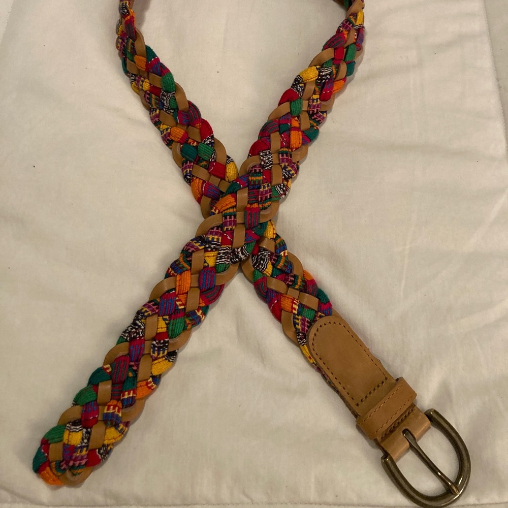LEATHER/Cotton Guatemala Braided BOHO CHIC Belt S/M